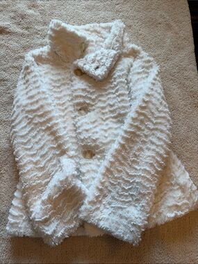 Patagonia White Faux Fur Pea Coat for Kids